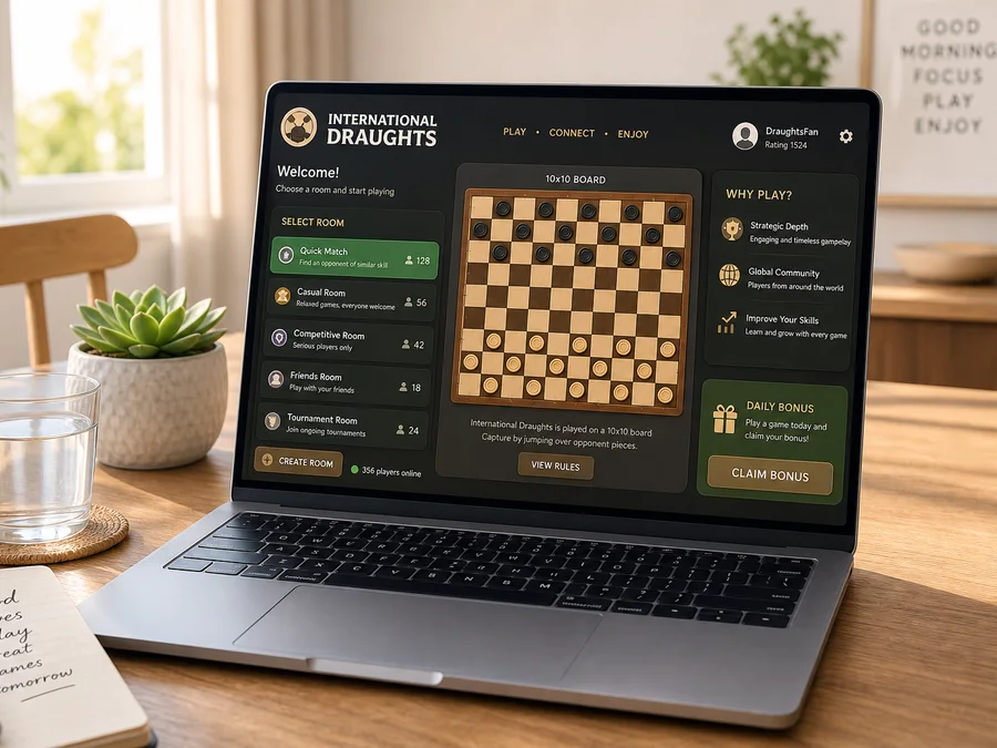 Seats and spectator status in an online international draughts room